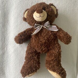 Hamerbest - 16” Dark Brown Plush Teddy Bear with Plaid Bow